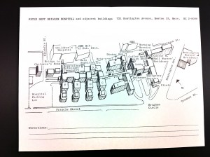 Plan of the Peter Bent Brigham Hospital campus in 1963.