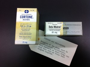 Cortone and Solumedrol. Drugs researhed at the Peter Bent Brigham Hospital in 1963.