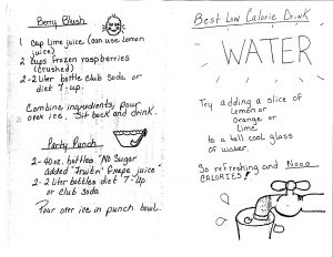 Pages from "Non-Alcoholic Beverage Recipes" showing recipes for "Berry Blush," "Party Punch," and Water.