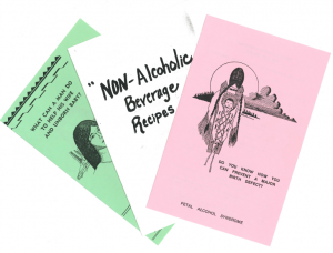 Covers of pamphlets for expecting parents and "Non-Alcoholic Beverage Recipes" booklet.